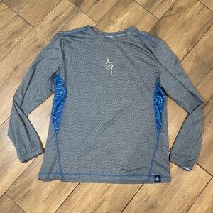 Gray and Blue Long Sleeve dryfit Shirt